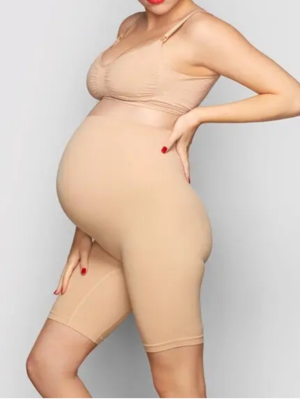 New Skims Maternity Sculpting Shorts Mid Thigh Shapewear Beige Nude Sz XXS XS